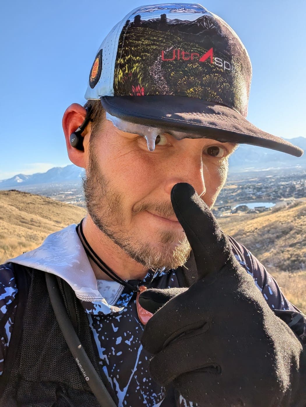 Miles Victors on a trail run overlooking the Salt Lake Valley